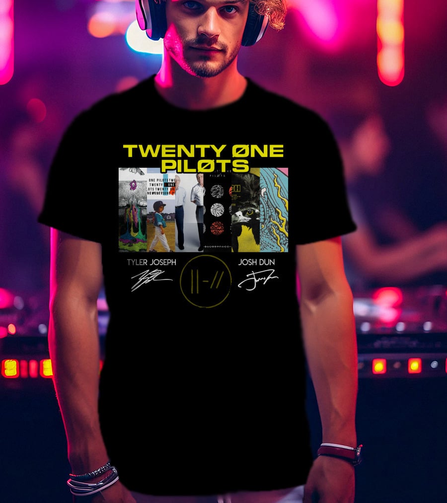 Twenty Øne Piløts Album Art And Signatures Tyler Joseph Josh Dun T-Shirt