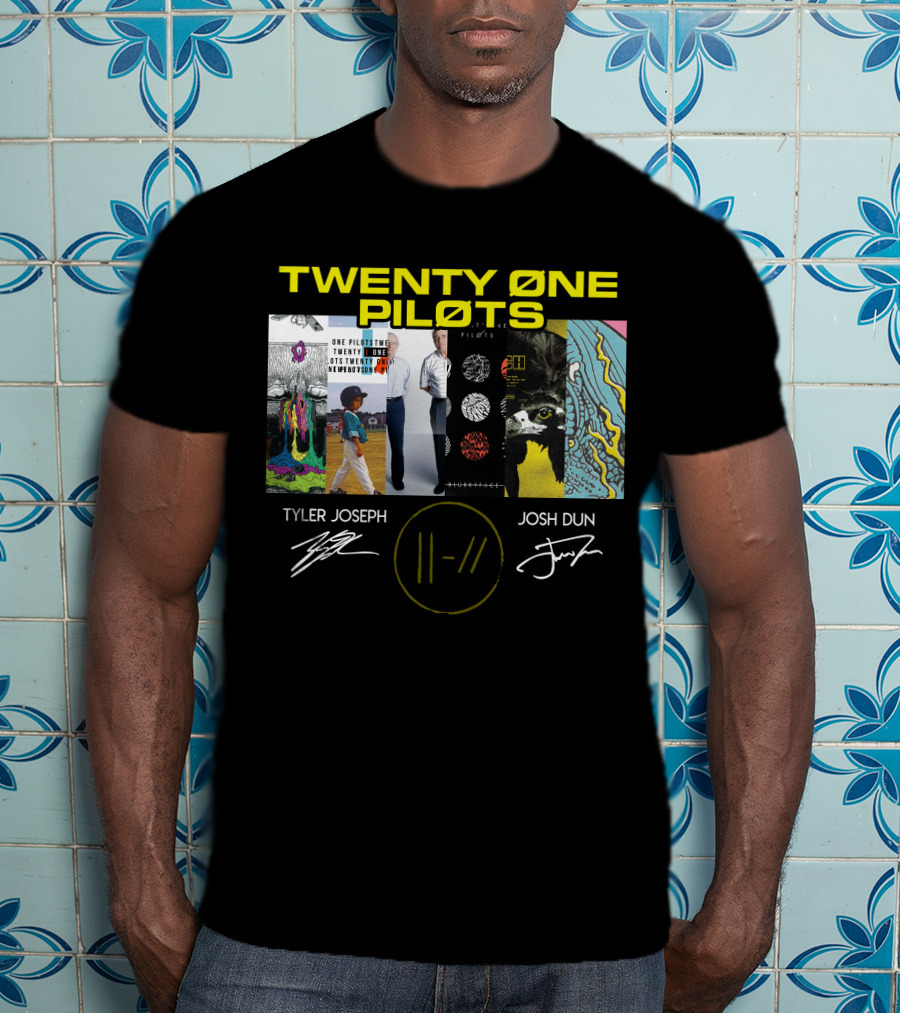 Twenty Øne Piløts Album Art And Signatures Tyler Joseph Josh Dun T-Shirt
