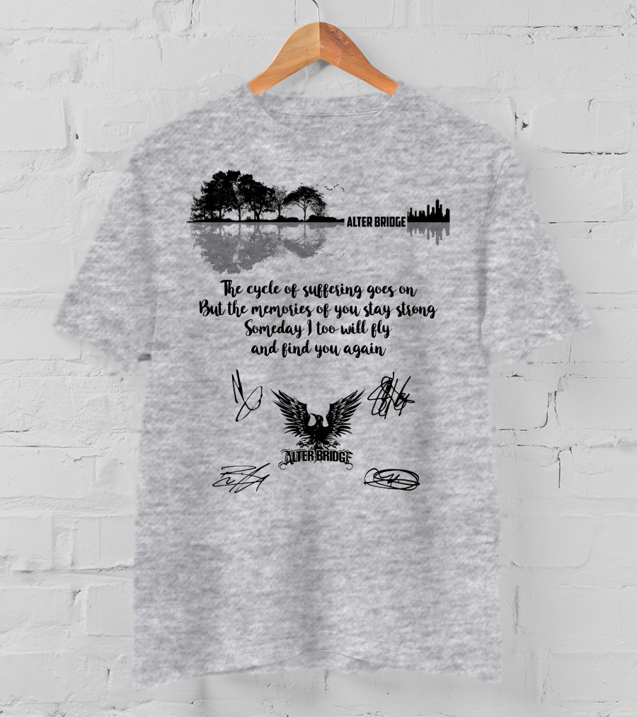 Alter Bridge Cycle Of Suffering Reflection Skyline Eagle Signatures T-Shirt