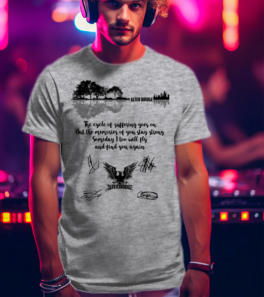 Alter Bridge Cycle Of Suffering Reflection Skyline Eagle Signatures T-Shirt