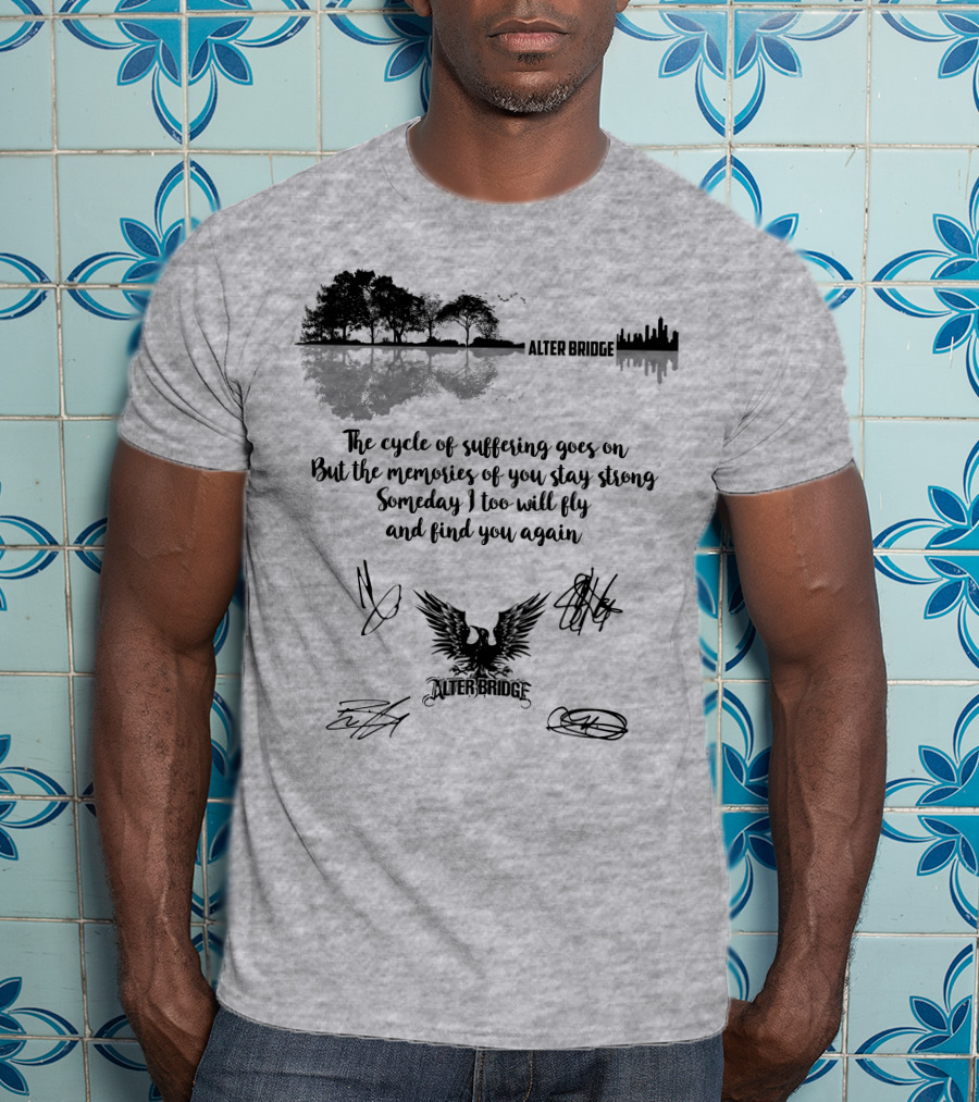 Alter Bridge Cycle Of Suffering Reflection Skyline Eagle Signatures T-Shirt
