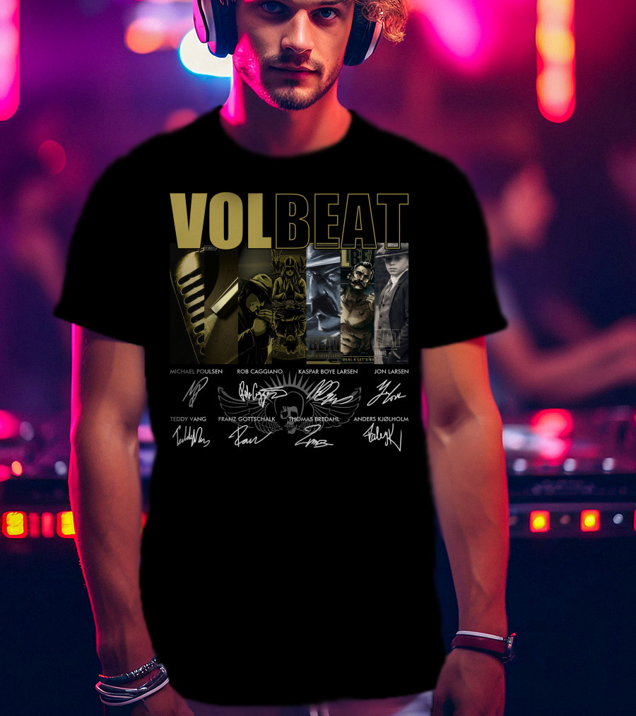 Volbeat Michael Poulsen Rob Caggiano Kaspar Boye Larsen Jon Larsen Teddy Vang Franz Gottschalk Thomas Bredahl Anders Kjølholm T-Shirt