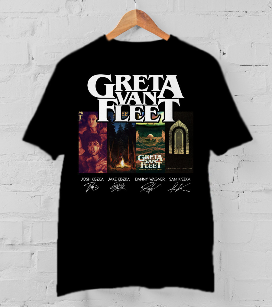 Greta Van Fleet Josh Kiszka Jake Kiszka Danny Wagner Sam Kiszka Signatures T-Shirt