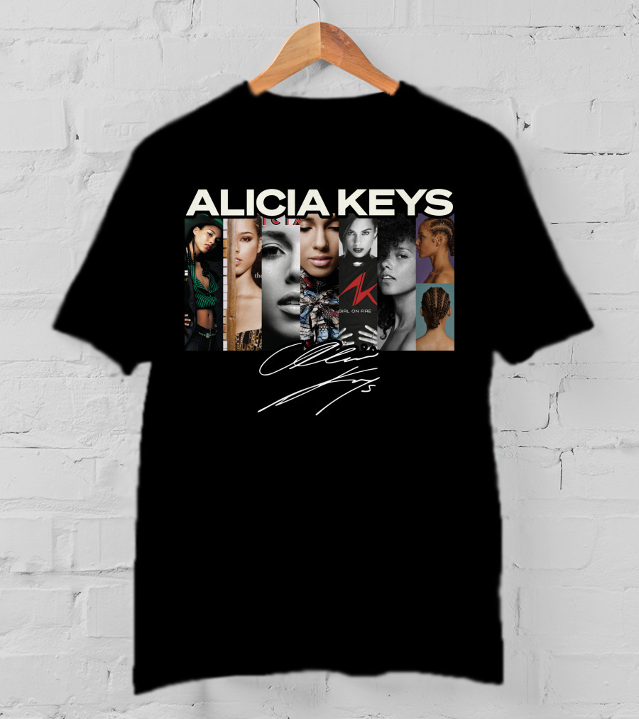 Alicia Keys Girl On Fire Signature Collage T-Shirt
