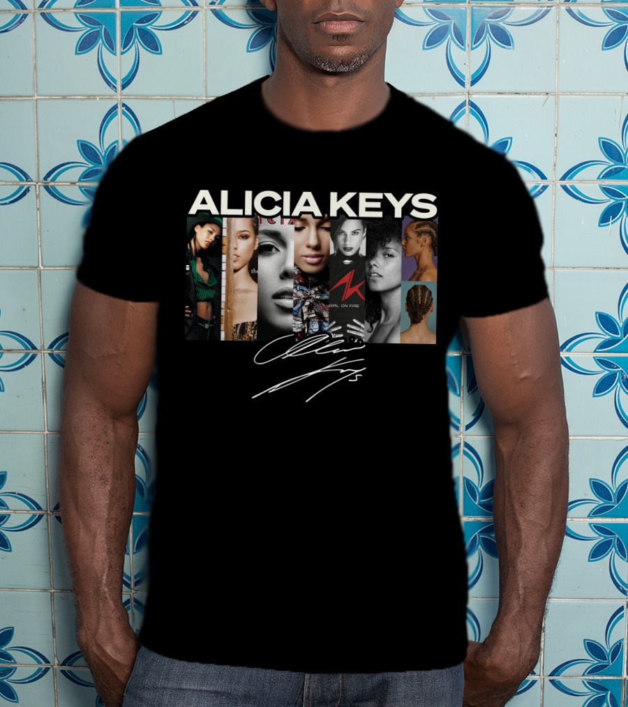 Alicia Keys Girl On Fire Signature Collage T-Shirt