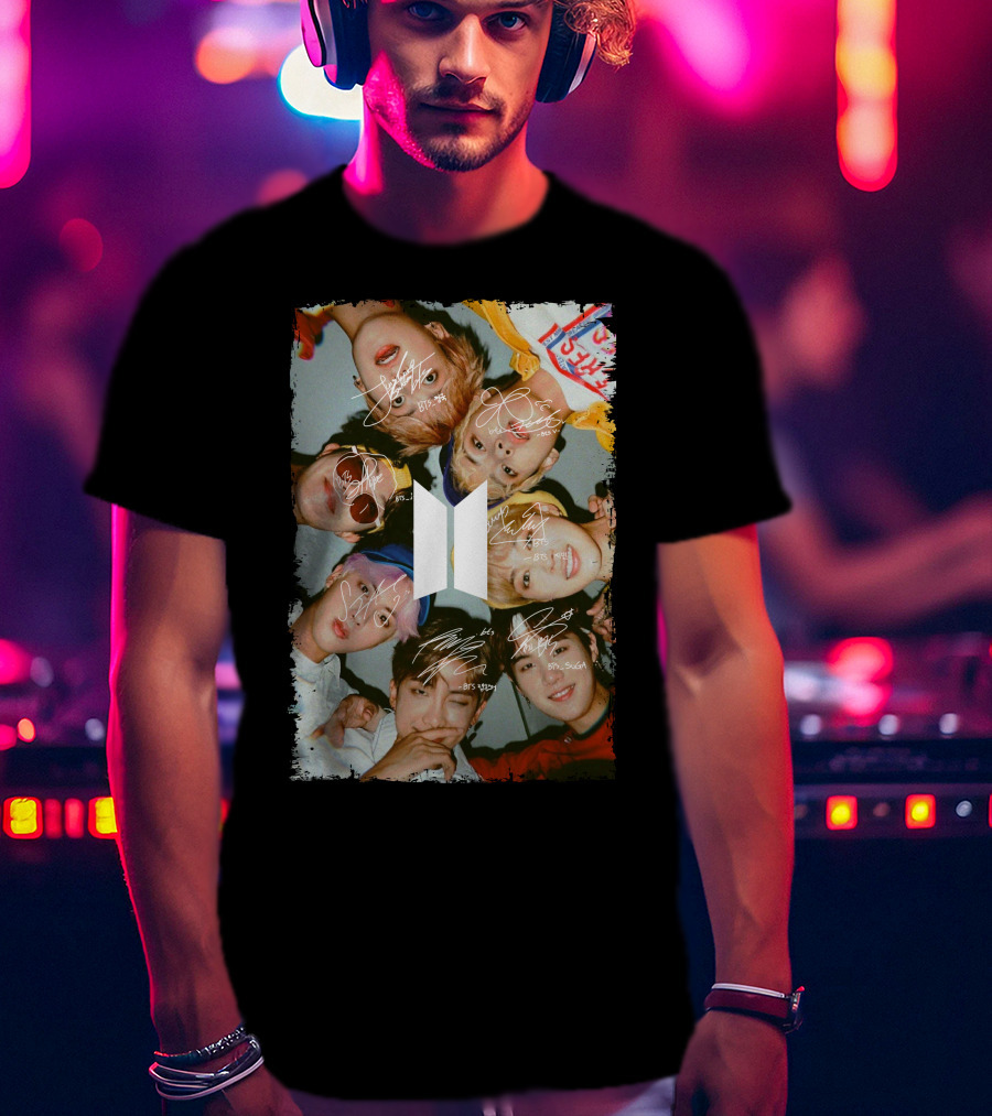 Bts Photo Collage With Autographs T-Shirt