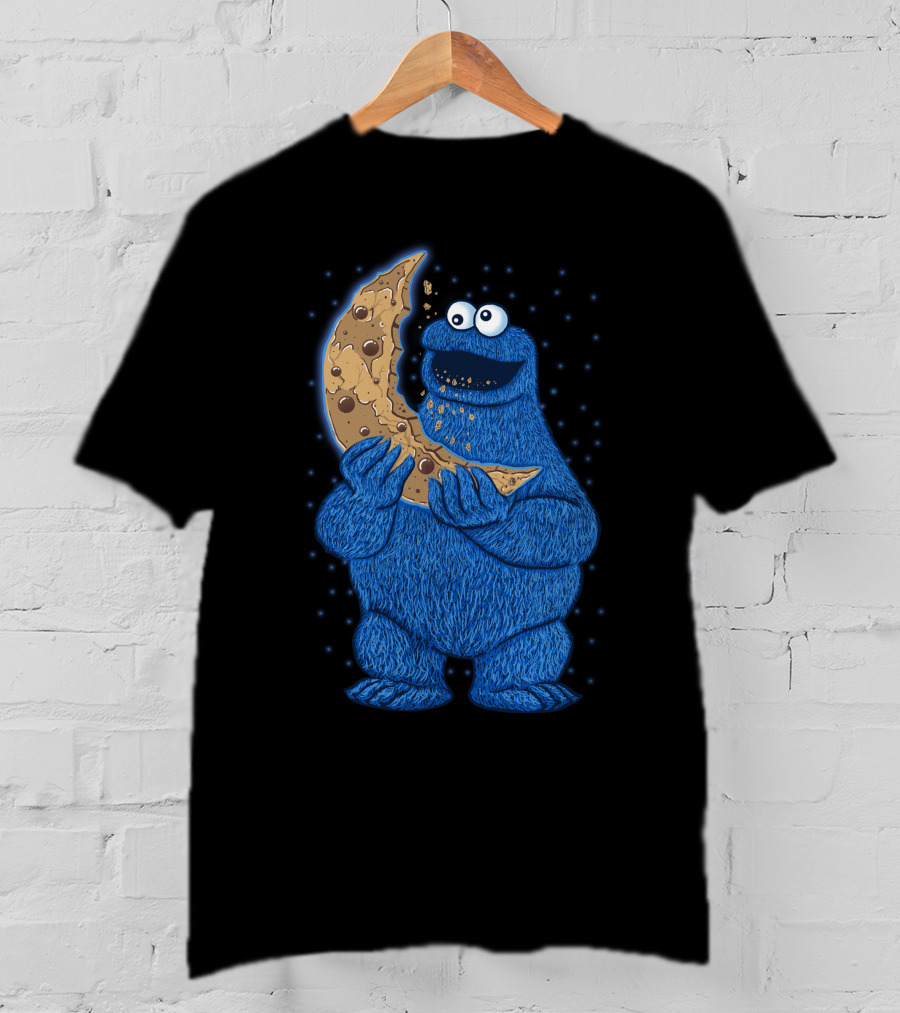 Cookie Monster Eating Moon Cookie T-Shirt