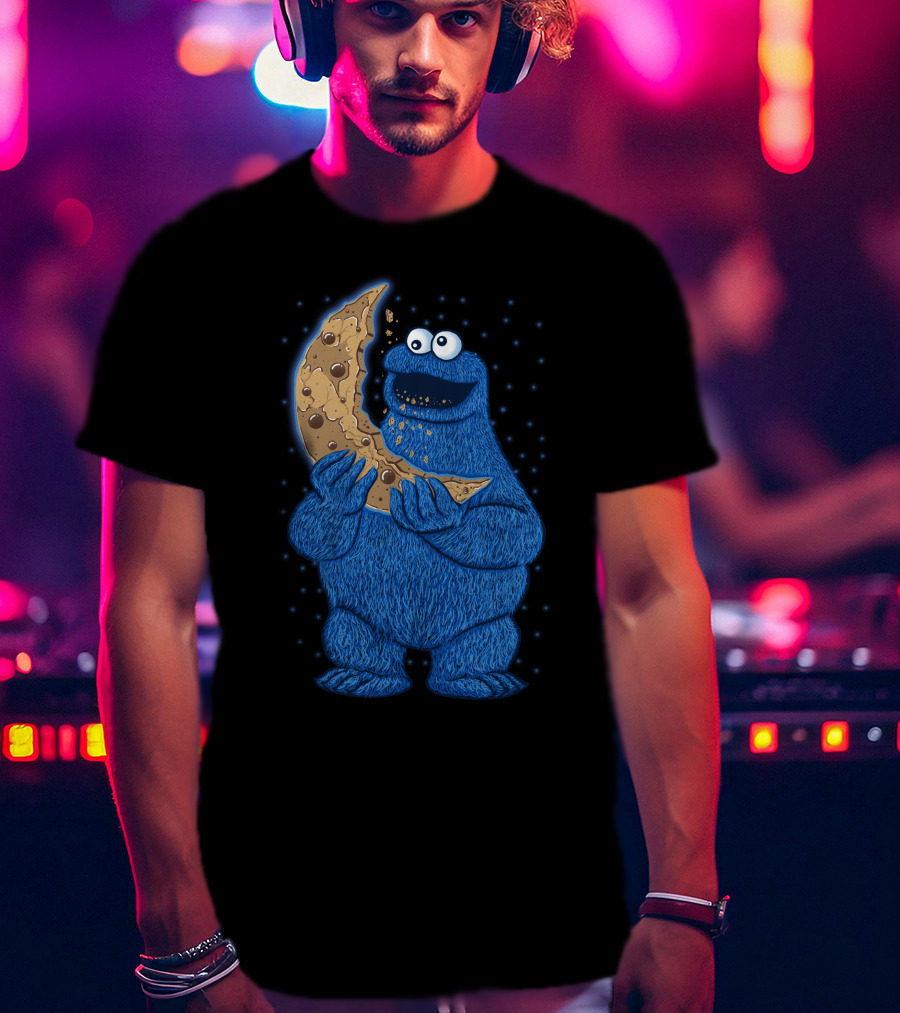 Cookie Monster Eating Moon Cookie T-Shirt
