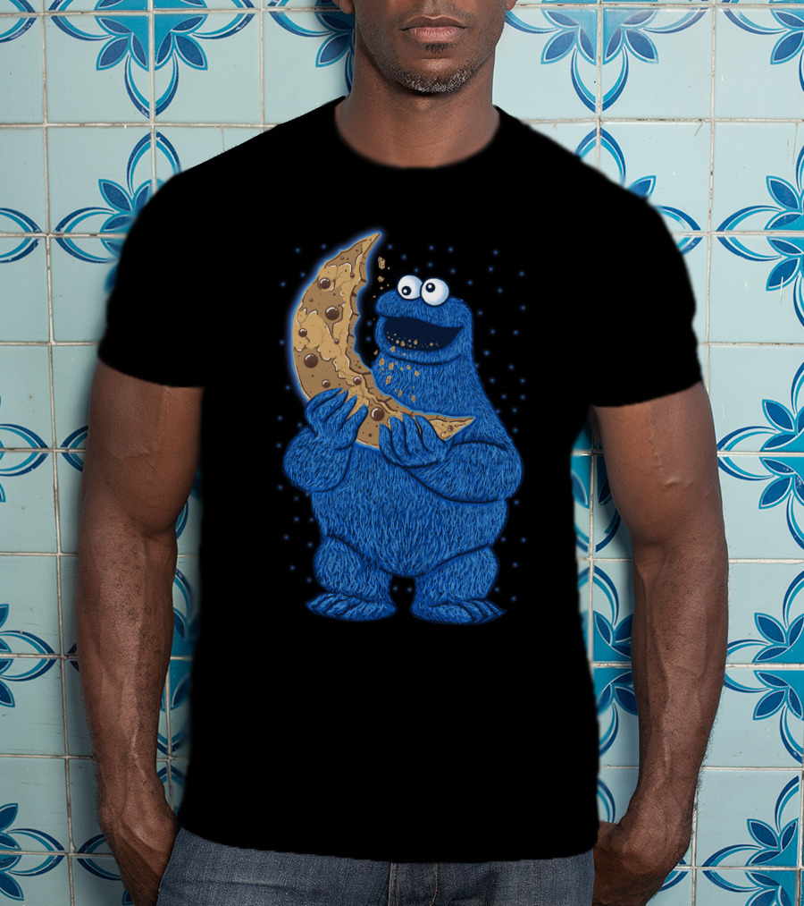 Cookie Monster Eating Moon Cookie T-Shirt