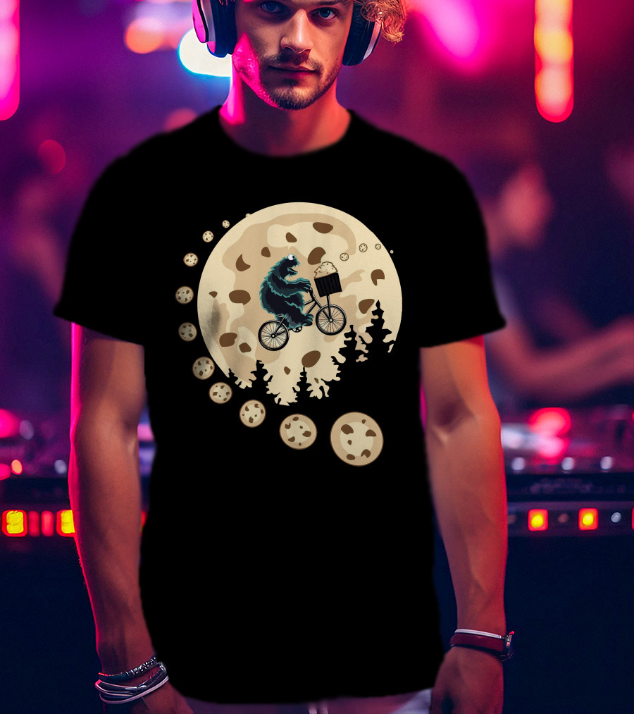 Cookie Monster Cycling Moon Adventure T-Shirt