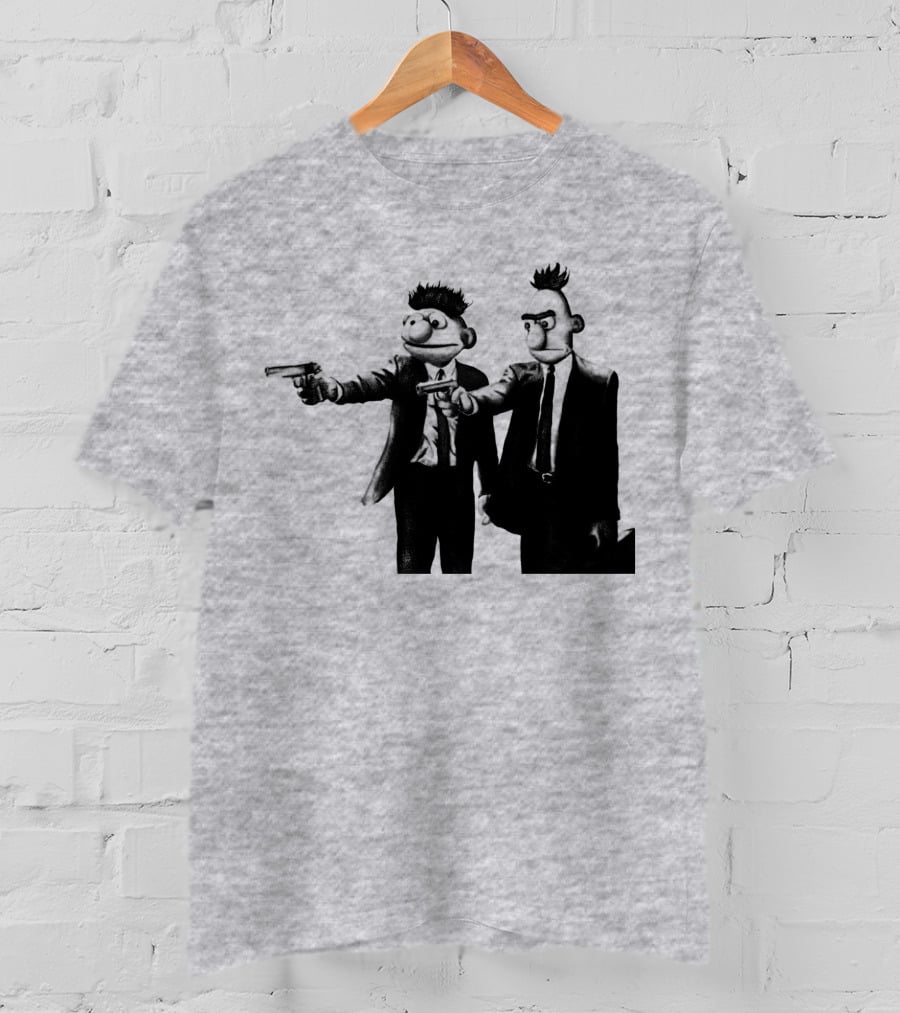 Pulp Fiction Style Characters On Yellow T-Shirt