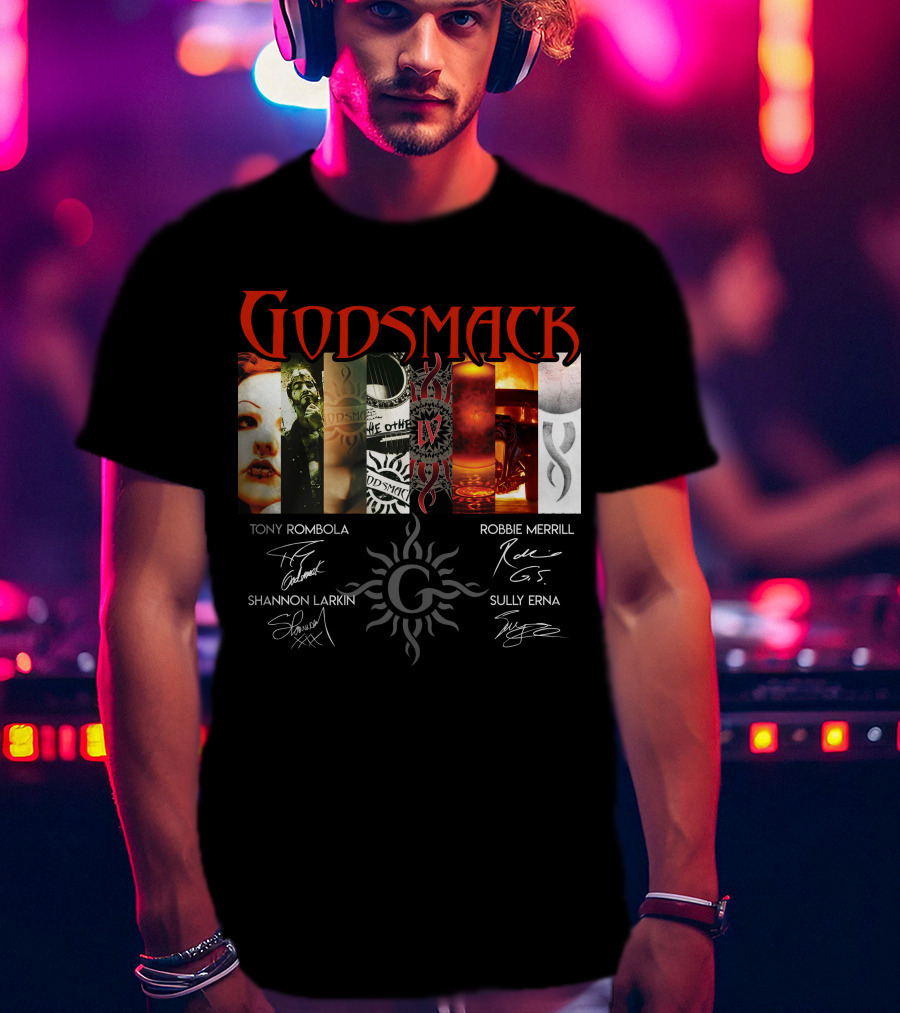Godsmack Iv Tony Rombola Robbie Merrill Shannon Larkin Sully Erna Signatures T-Shirt