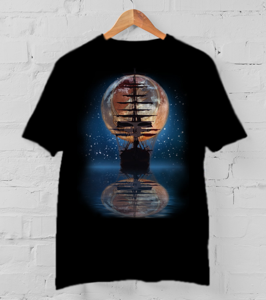 GD ShipofFools Skull Ship Moon Reflection T-Shirt