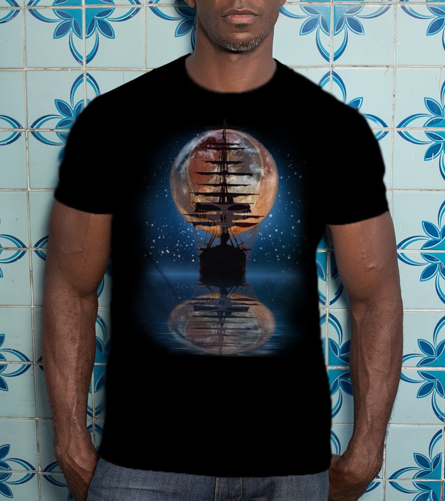 GD ShipofFools Skull Ship Moon Reflection T-Shirt