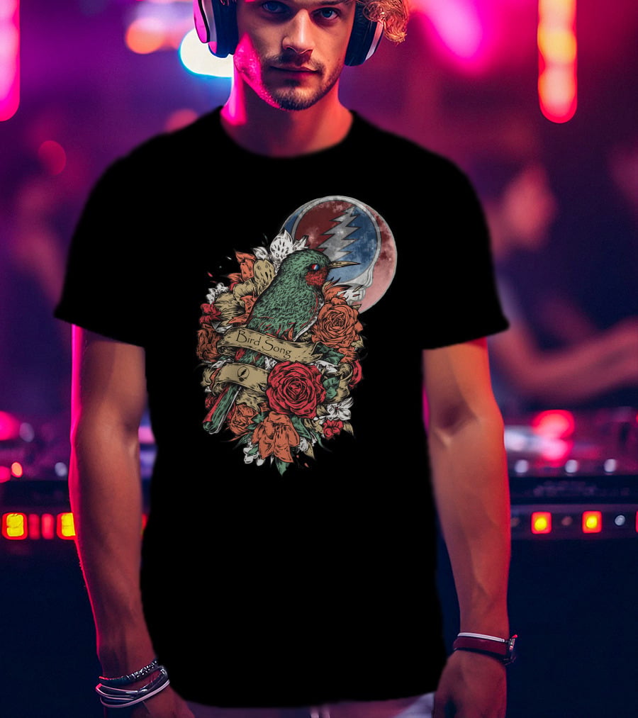 Grateful Dead Steal Your Face Floral Bird Song T-Shirt