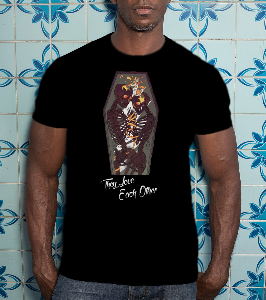 They Love Each Other Skeletons Embrace Coffin T-Shirt