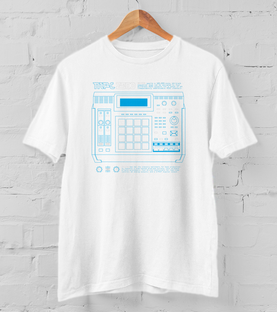 MPC 2500 Akai Drum Machine Blueprint Music Production 143143 T-Shirt