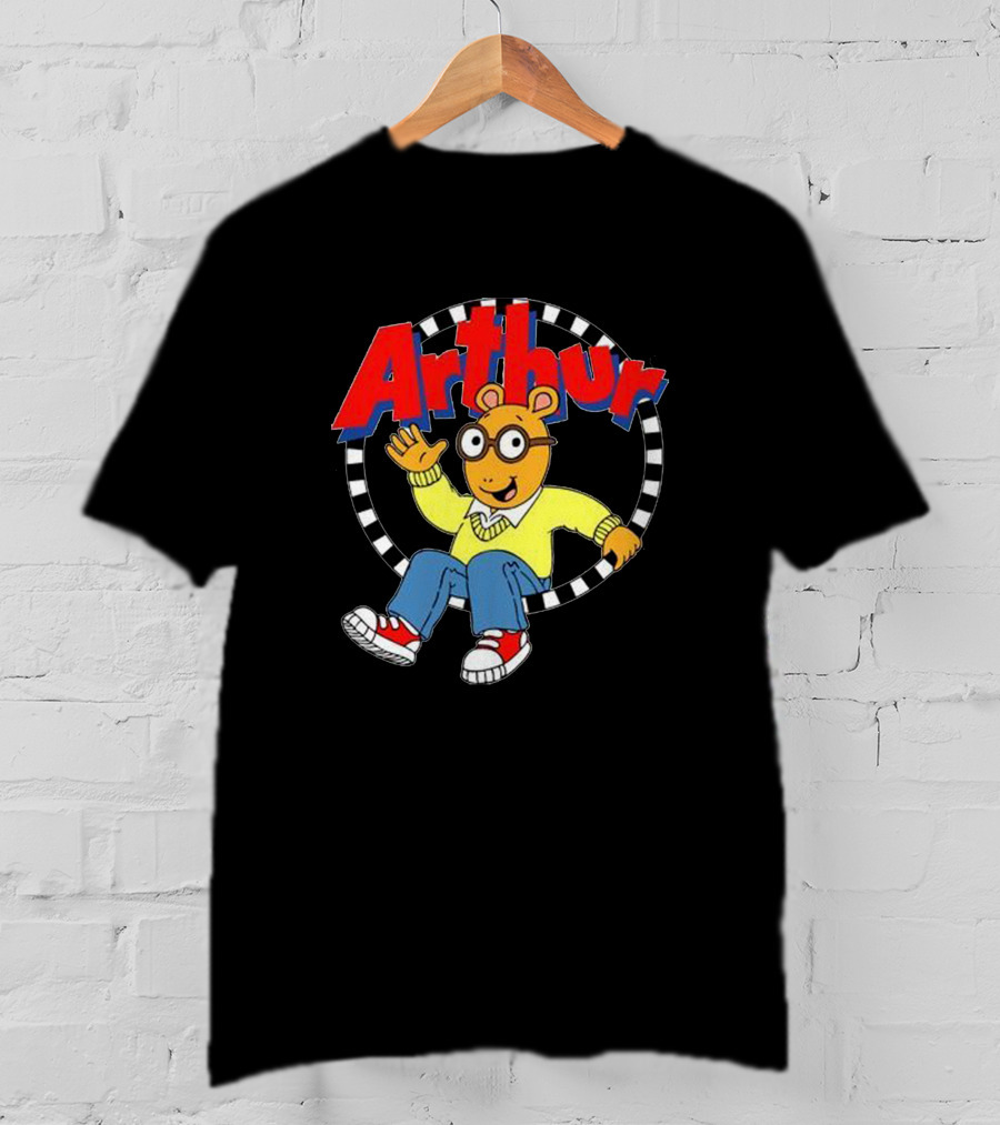 Arthur Retro Kids TV Character In Classic Outfit With Checkerboard Circle T-Shirt