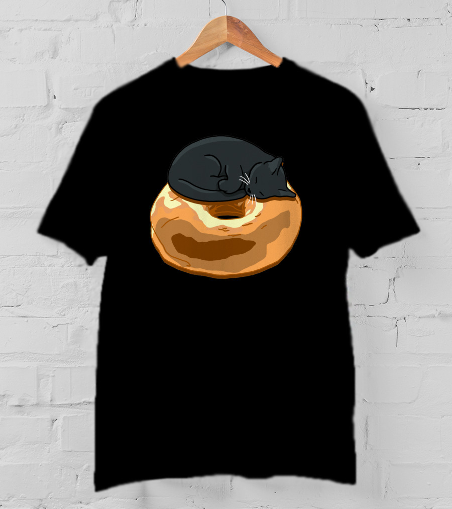 Bagel Cat Black Sleeping On Bagel 1230319 T-Shirt