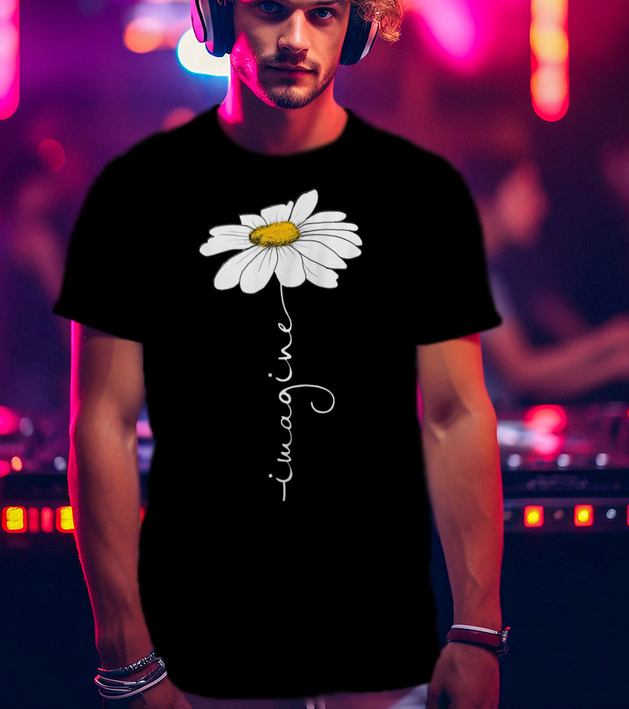 Imagine Flower Daisy Text T-Shirt
