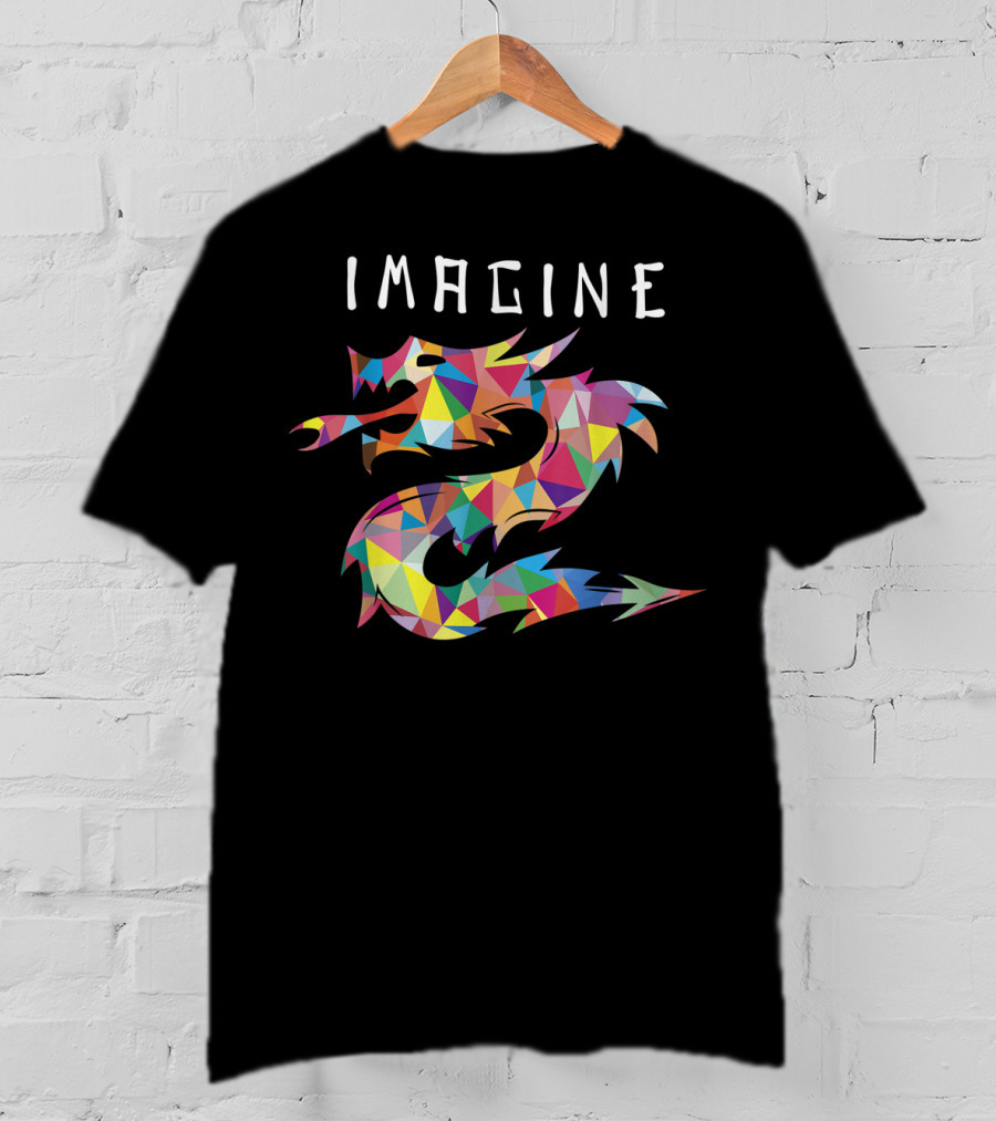 Imagine Colorful Geometric Dragon Tattoo T-Shirt