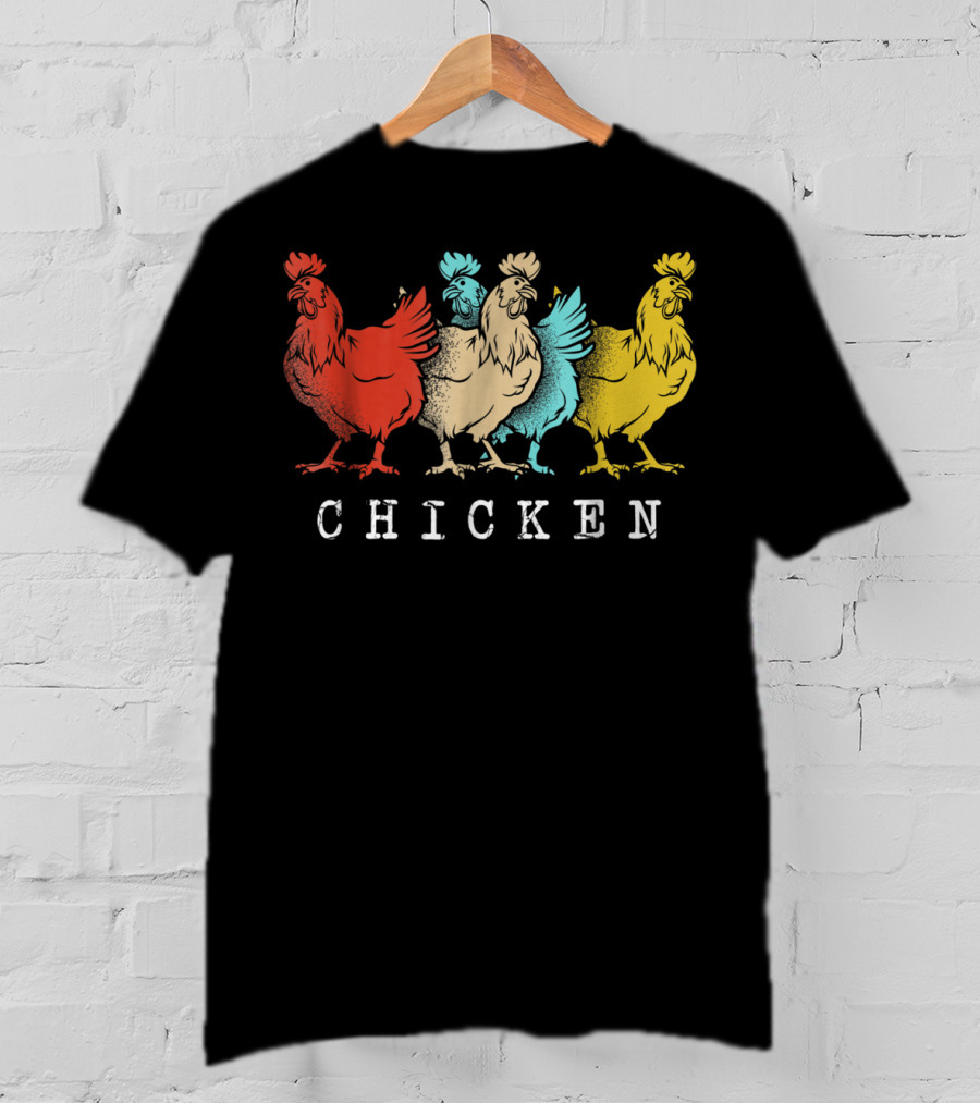 Chicken Vintage Funny Farm Poultry Farmer Rooster Retro Colorful T-Shirt