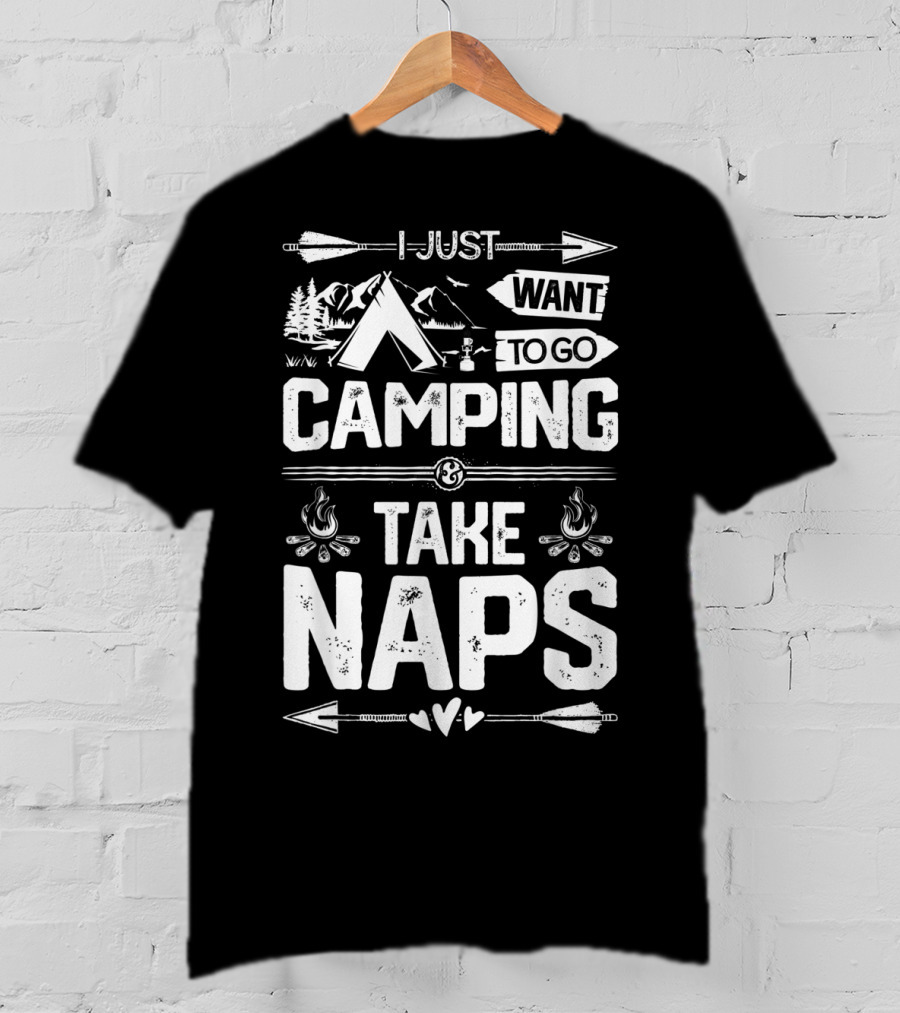 I Just Want To Go Camping And Take Naps Outdoor Funny Camper Boys T-Shirt
