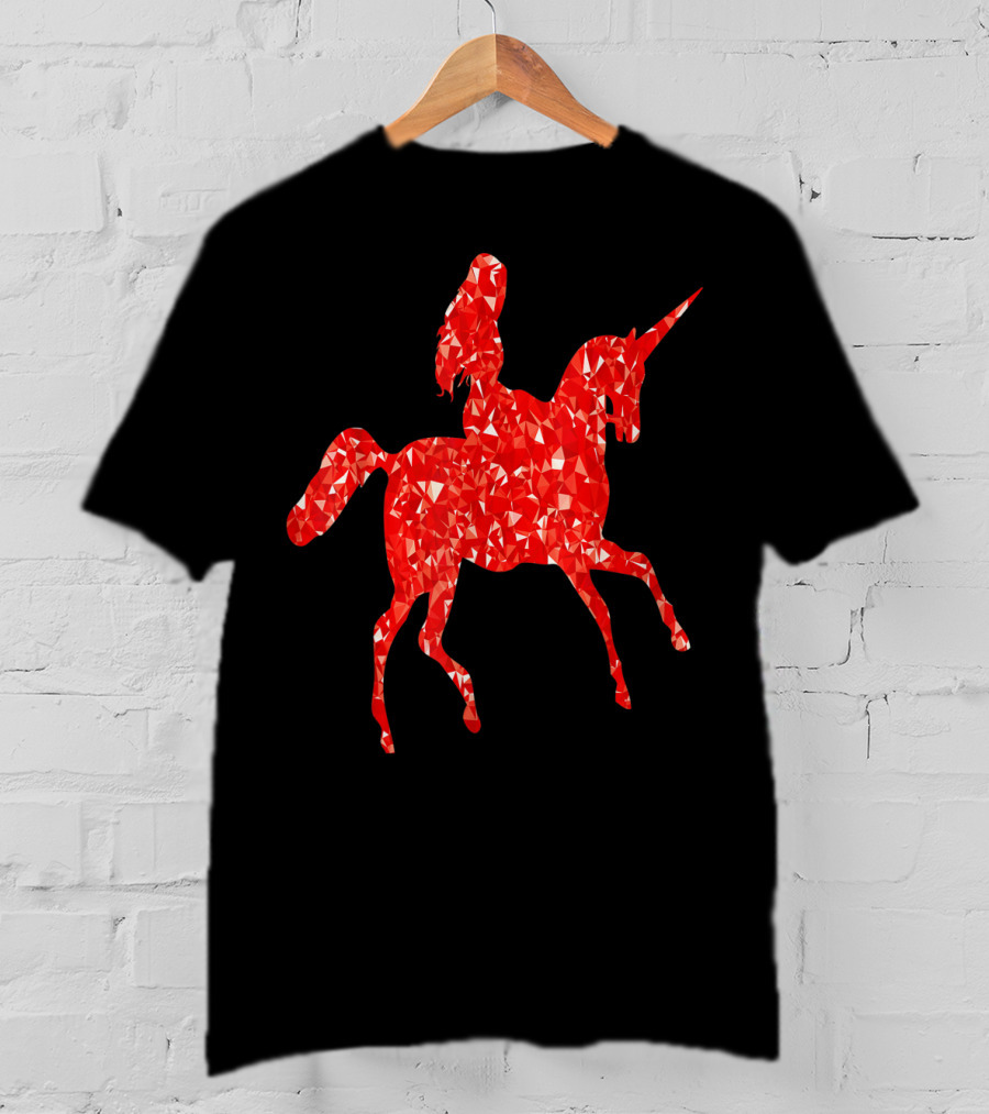 Animal Unicorn Sapphire Red Crystal T-Shirt