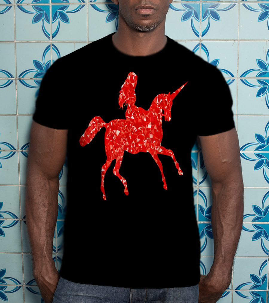 Animal Unicorn Sapphire Red Crystal T-Shirt