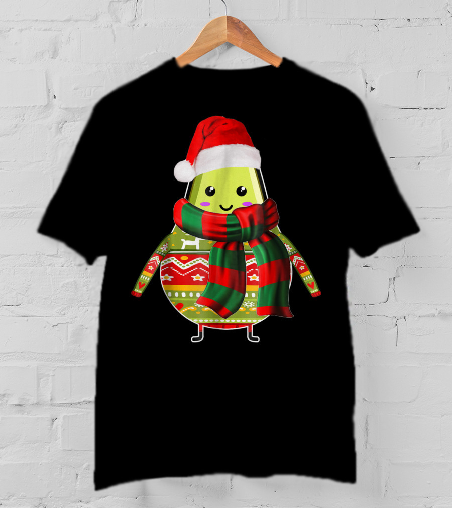 Avocado Ugly Christmas Cool Fruit Lover Santa Hat Holiday T-Shirt