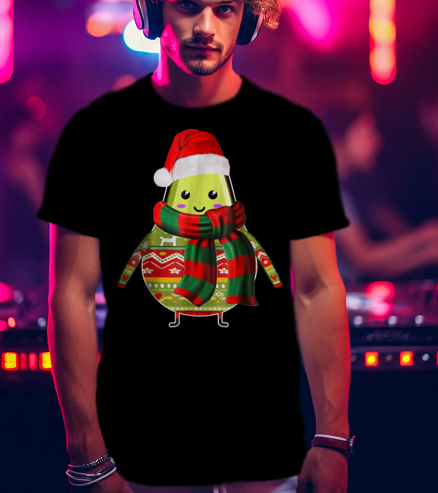 Avocado Ugly Christmas Cool Fruit Lover Santa Hat Holiday T-Shirt