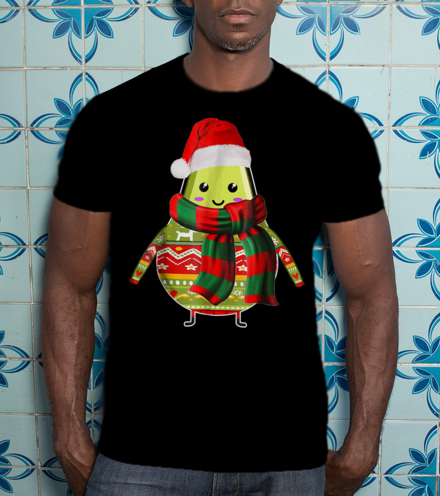 Avocado Ugly Christmas Cool Fruit Lover Santa Hat Holiday T-Shirt