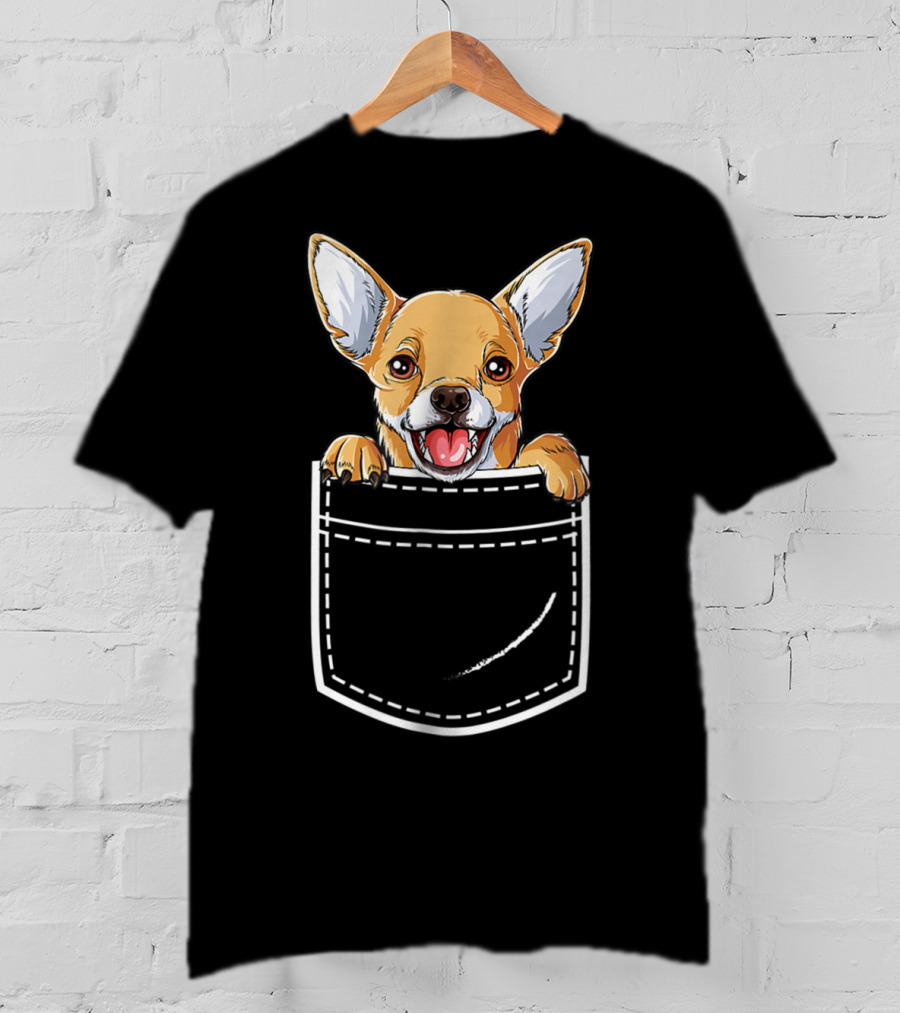 Chihuahua Dog Puppy In Your Front Pocket Women3 T-Shirt