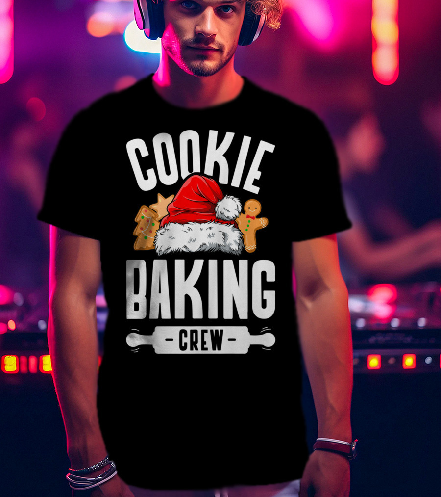 Cookie Baking Crew Christmas Family Gingerbread Team Santa Hat T-Shirt