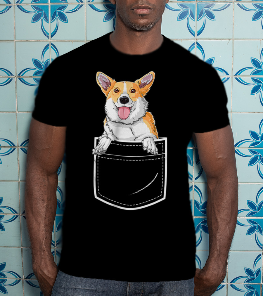 Corgi Puppy In Your Front Pocket For Men T-Shirt