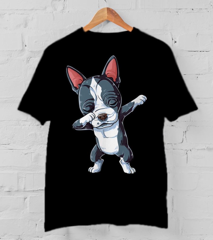 Dabbing Boston Terrier Boys Kids Dog Lover Dab T-Shirt