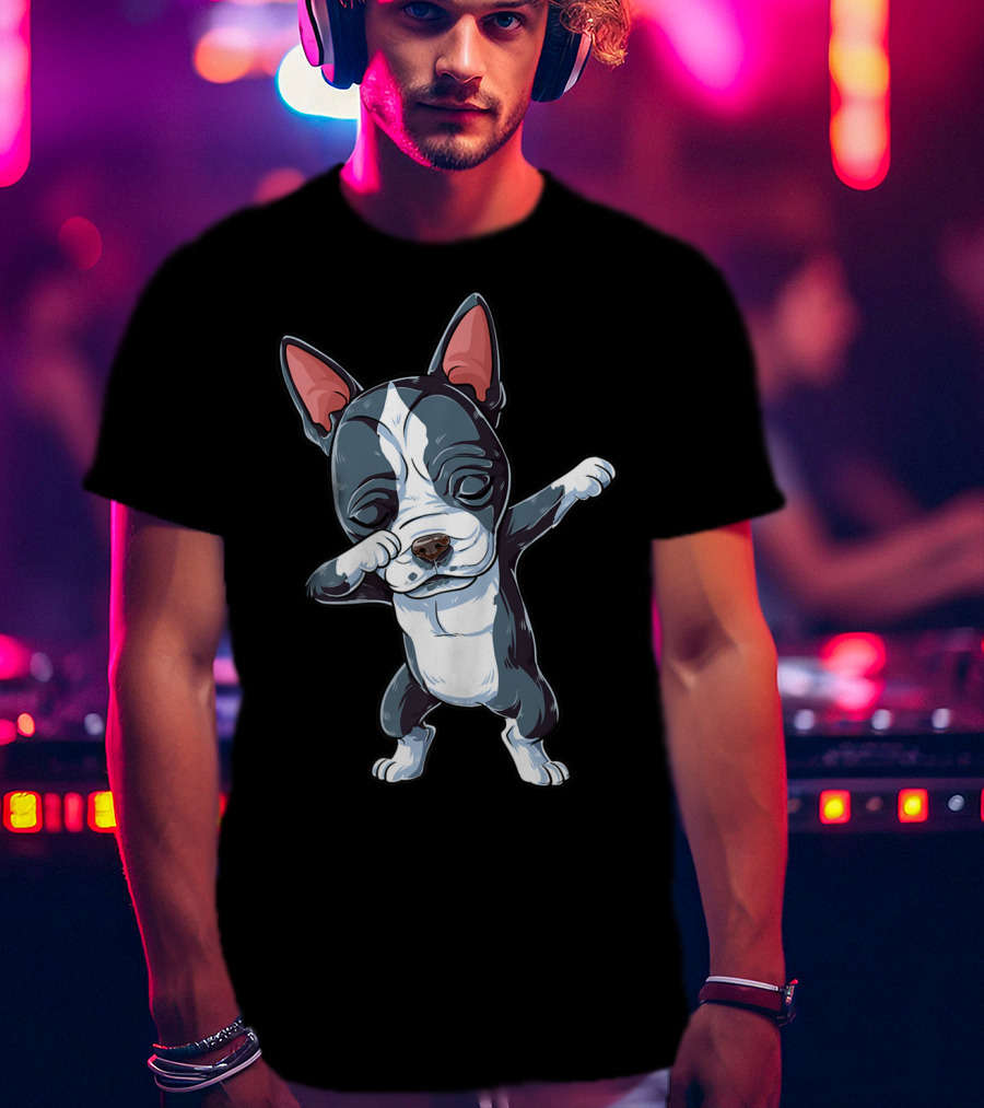 Dabbing Boston Terrier Boys Kids Dog Lover Dab T-Shirt