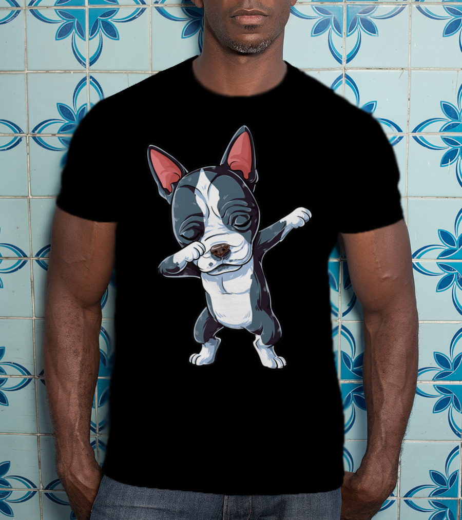 Dabbing Boston Terrier Boys Kids Dog Lover Dab T-Shirt