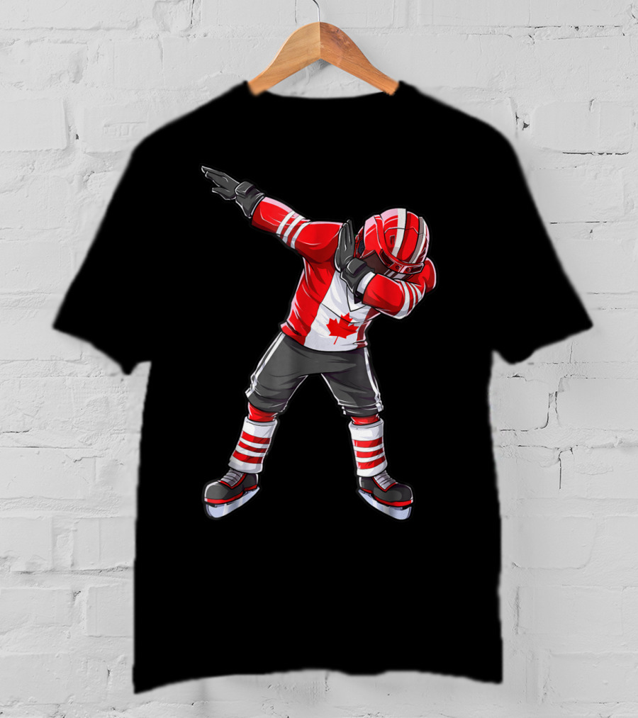 Dabbing Canada Flag Hockey Squad Boys Men Ice2 T-Shirt