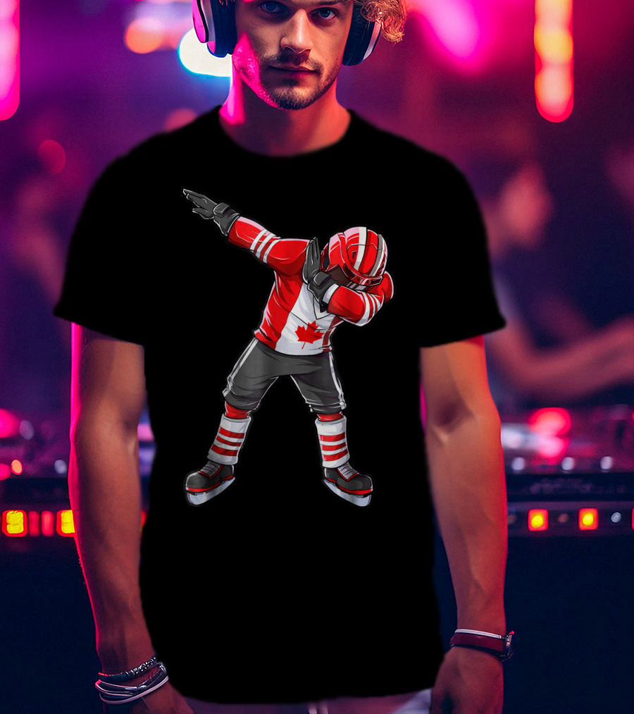 Dabbing Canada Flag Hockey Squad Boys Men Ice2 T-Shirt