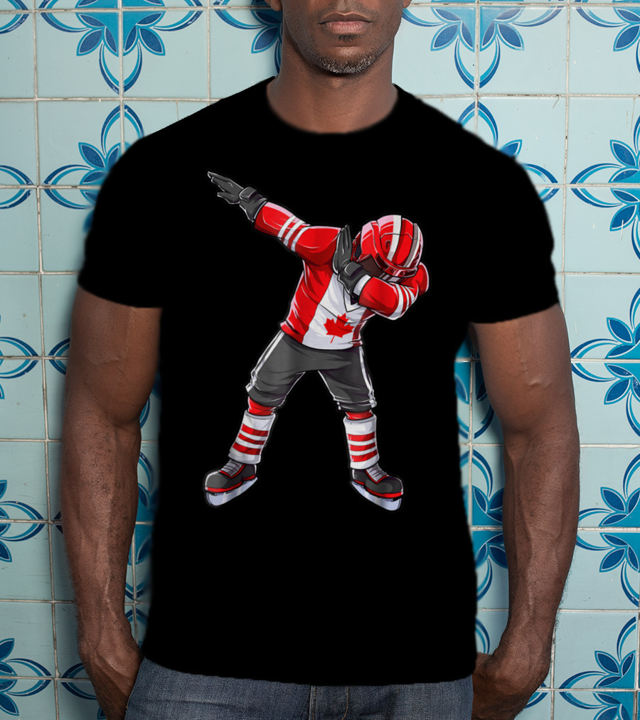Dabbing Canada Flag Hockey Squad Boys Men Ice2 T-Shirt