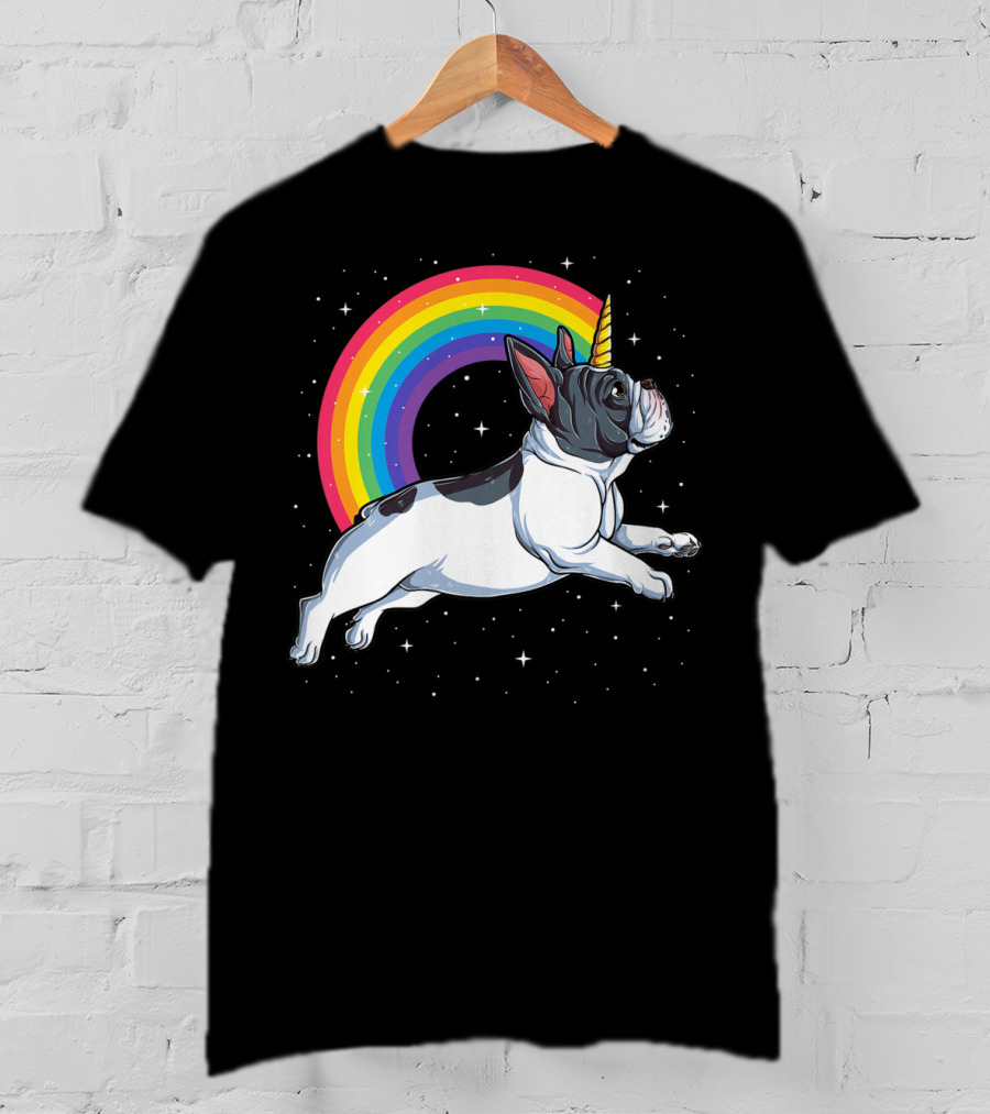 French Bulldog Unicorn Rainbow Galaxy Frenchicorn Kids Space Adventure T-Shirt