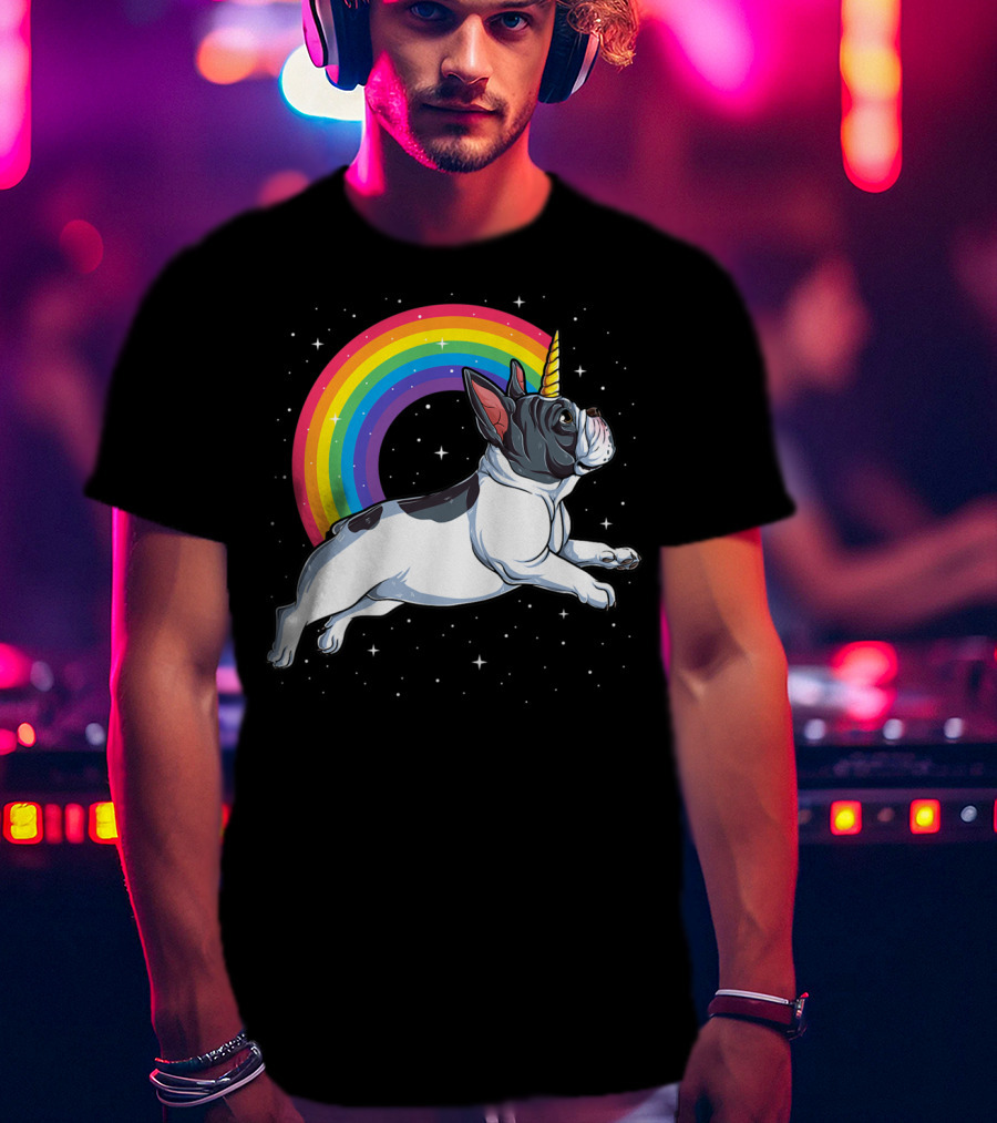 French Bulldog Unicorn Rainbow Galaxy Frenchicorn Kids Space Adventure T-Shirt