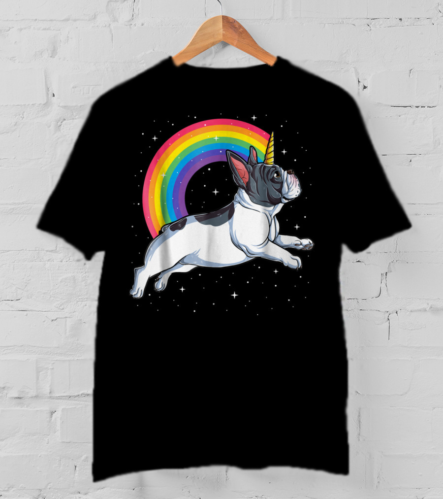 Frenchicorn7 Kids French Bulldog Unicorn With Rainbow Stars T-Shirt