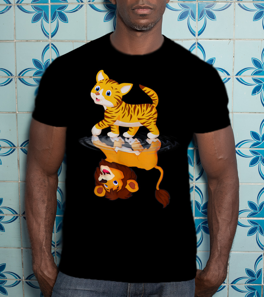 Funny Cat Lover Bengal Cat Reflection As Bengal Tiger T-Shirt