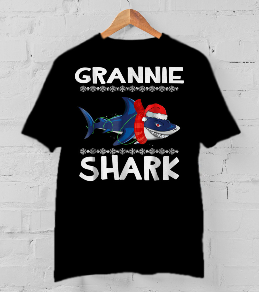 Grannie Shark Christmas Sweater With Santa Hat T-Shirt