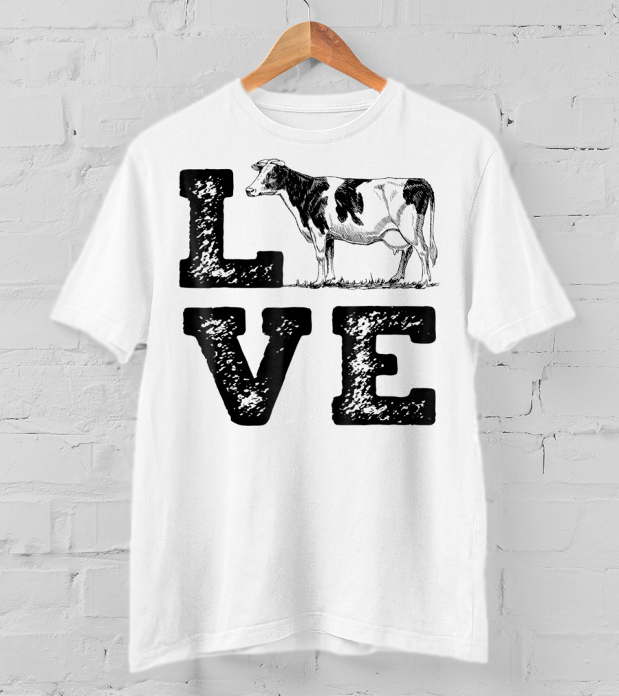 LOVE Cows Cow Lovers Farm Girls Women Farmer T-Shirt
