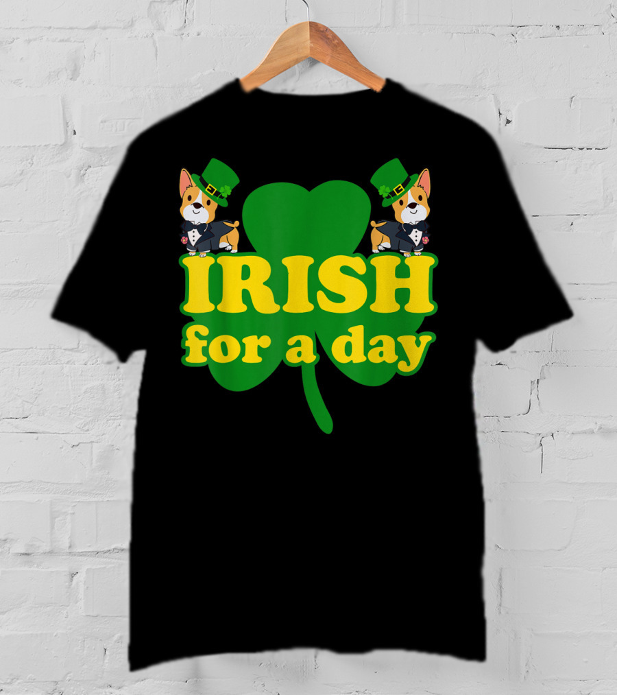 Irish For A Day Shamrock Pembroke Welsh Corgi T-Shirt