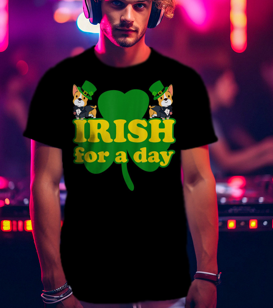 Irish For A Day Shamrock Pembroke Welsh Corgi T-Shirt