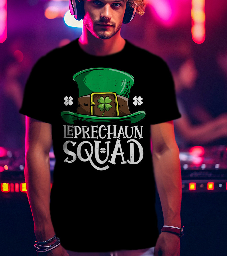 Leprechaun Squad St Patricks Day Costume12 Green Hat Clover Shamrock T-Shirt